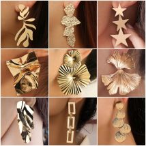 Orecchini pendenti lunghi in metallo con dichiarazione retrò per le donne Orecchini pendenti con geometria irregolare europea Regalo di gioielli punk twist per feste