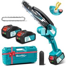 Seesii Mini 8''Sega a catena elettrica senza fili Taglierina per legno Potatura Attrezzi da giardino con iniettore di lubrificazione per Makita 18V Batteria pin