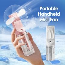Tragbarer Luftbefeuchter-Ventilator, Mini-Hand-Nebelventilator, wiederaufladbar, kleiner Wasserspray-Handventilator, Mini-Gesichtsdampfer-Ventilator, Sommer-Kühlventilator