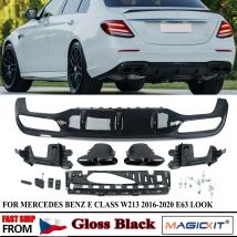 Per Mercedes-Benz W213 AMG E63 Diffusore paraurti posteriore in carbonio stile con punte di scarico Nero lucido