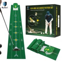 Caiton Golf Putting Green Mat, tragbarer Roll-Up-Putting-Trainer für den Innen- und Außenbereich mit Distanzmarkierungen zur Verbesserung der Genauigkeit