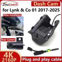 ZhuCamX para Lynk & Co 01 2017-2025 4K UHD 2160P cámara de salpicadero DVR para coche grabadora de visión nocturna Plug and Play
