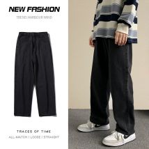 Nuovi jeans larghi streetwear uomo moda coreana pantaloni larghi dritti a gamba larga abbigliamento di marca maschile nero azzurro
