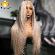 Aschblonde 13 x 6 13 x 4 gerade Spitze-Frontal-Perücken, Echthaar, vorgezupft, lange 5 x 5 Spitzenverschluss, aschblonde Echthaar-Perücke für Frauen