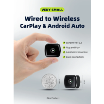 Qzonnect 2025 Drahtloser CarPlay Android Auto-Dongle-Adapter, 5 GHz WLAN, BT5.2, Sprachsteuerung, Acryl-Spiegelgehäuse, für kabelgebundenes Auto