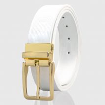 Neuer drehbarer Herren-Ledergürtel mit Schnappverschluss und zweifarbigem Körper. Luxuriöse Herrengürtel aus echtem Leder, 3,3 cm