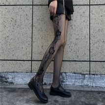 Damen Sexy Netzmuster Langer Strumpf Jacquard Strumpfhosen Strumpfhosen Seitenmuster Hochwertige Damenstrümpfe