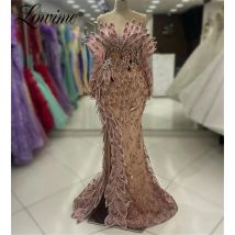 Luxus Kristall Perlen lange Ballkleid geteilte Seite Abendkleider 2024 maßge schneiderte lange Ärmel Frauen Meerjungfrau plus Größe Party kleid