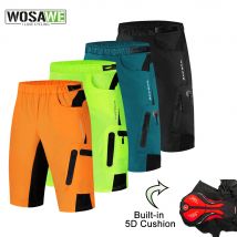 WOSAWE Pantaloncini da ciclismo da uomo Pantaloncini imbottiti 5D antiurto per mountain bike Pantaloncini da ciclismo MTB leggeri e larghi Pantaloni da equitazione
