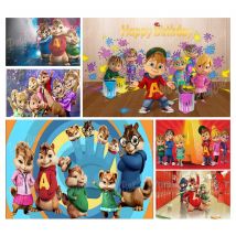 Alvin e Chipmunks Simon Theodore Sfondo per bambini Compleanno Foto Sfondo Poliestere Vinile Decora oggetti di scena da studio