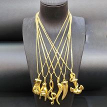 Aussage Meerjungfrau Anhänger für Frauen Kupfer Gold Farbe Modeschmuck Accessoires mit 40cm Kette Herren Halskette tägliche Kleidung