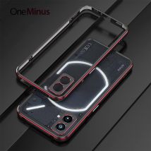 Lusso For Nothing Phone 1 Custodia 2 One Telaio paraurti in metallo di alluminio Copertura sottile Pelle protettiva per telefono Funda + Protezione per obiettivo Carmera