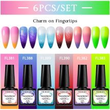 6 stücke 7 ml Thermische Gel Nagellack Set 3 Schichten Temperatur Ändern Nail art UV LED Gel Semi-permanent Soak Off Nagel Maniküre