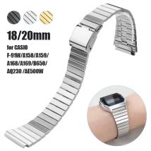 Cinturino in acciaio inossidabile da 18mm 20mm per CASIO F-91W/A158/A159/A168/A169/B650/AQ230 /AE500W Cinturino per braccialetti in metallo ultrasottile