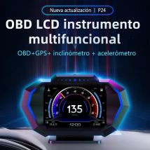 OBD + GPS HUD P24 coche OBD Head Up Display HUD a bordo ordenador velocímetro Digital temperatura del agua consumo de combustible medidor de pendiente Sistema de diagnóstico a bordo + pantalla frontal