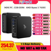 NIPOGI Mini PC z procesorem AMD Ryzen 5 7430U, 16 GB pamięci DDR4, 512 GB dyskiem SSD M.2, Mini PC do gier z USB Type-C, obsługuje trzy wyświetlacze 4K