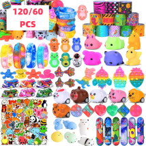 60/120 pezzi di giocattoli pop per bomboniere per bambini, riempitivi per sacchetti Fidgot Goodie, giocattoli per scatole del tesoro, riempitivo per pinata, regali premio in classe