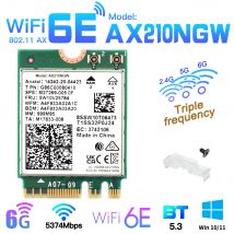 Tri Band WI-FI 6E AX210 M.2 NGFF 5374Mbps Wireless Network Card for Intel AX210NGW 2.4G/5G/6Ghz 802.11ax Bluetooth5.3 Win 10/11