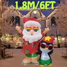 1,8 M/6FT Weihnachten Spielzeug Dekoration Hawaiian Santa Claus Pinguin Aufblasbare Modell Gebaut-in LED Lichter Urlaub Party Weihnachten ornament