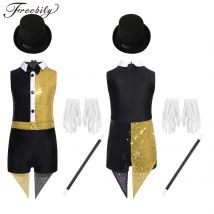 Strój cyrkowy dla dziewczynki, kombinezon magika, błyszczący cekinowy trykot, sukienka, kostium uroszczelka, przebranie, strój na występ, sukienka dyrektora cyrku, przebranie.