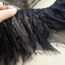 Schwarz Verbreitert Doppel Plissee Wimpern Tüll Spitze DIY Damen Mädchen kinder Kleidung Rock Manschetten Bequem Nähen Trend Trim