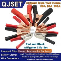1 Set Red+Black 30A/50A/100A Alligator Clips Car/RV/Van Battery Test Lead Clips Alligator Clip Connector Plugs Jumper Test Clips