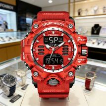 FOXBOX Top Brand Sports Military Quartz Men Watch Waterproof Dual Display Digital Fashion Big Watch For Men LED Man Wristwatch