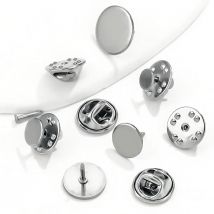 20 Stück Edelstahl-Brosche mit Verschluss, runder Anstecknadel, blanko, mit Kupplungsrückseite für DIY-Schmuckherstellung, Zubehörteile
