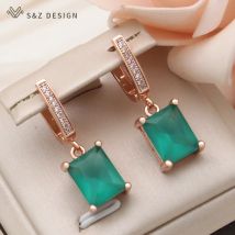 S & z Design neue Mode Zirkonia Rechteck baumeln Ohrringe für Frauen elegante Roségold Farbe Schmuck tägliche Accessoires