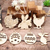 10 stücke Ostern Kaninchen Anhänger Hohl Eier Hängen Ornament Für 2024 Frohe Ostern Home Party Dekoration Kinder DIY Malerei Versorgung