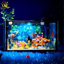 HUIQIBAO MOC Acquario Acquario Building Blocks Tartaruga Marina Acquario Con Mattoni Chiari Città Costruzione Giocattoli Per I Bambini Bambini