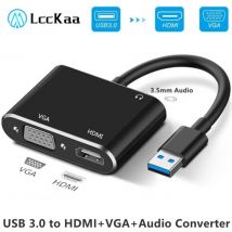 LccKaa USB 3.0 zu HDMI-kompatibler VGA-Adapter für 2-in-1 USB 3.0 zu HDMI-kompatibler VGA-Konverter für MacBook Windows 7/8/10 OS