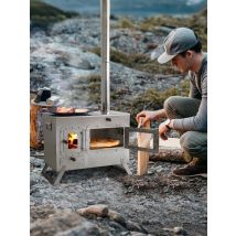 Wood Burning Stove with Oven Folding Firewood Tent Stove Stainless Steel Chimney For 9" Pizza Camping Outdoor Cooking BBQ