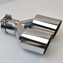 Silenziatore di Scarico a Doppio Tubo Senza Logo, 2.3-2.5 Pollici, in Acciaio Inox 304 per Motori Generali, Terminale di Scarico Posteriore per Auto