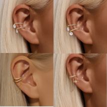 ROXI 925 Sterling Silver Zircon Double layer Clip Earrings Women INS Trend 1Piece No Piercing Earring  Party Jewelry pendientes