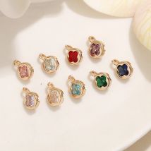 Bens Messing Zirkonia Blume Anhänger mehrfarbig Mini DIY handgemachte Charms für Schmuck herstellung Zubehör Großhandel p34