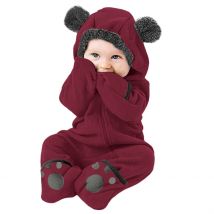 Jungen Mädchen Rocker Fleece Body Herbst Winter Kleidung Säugling Nette Mit Kapuze Verdickt Overall Baby Outdoor Jacke Body