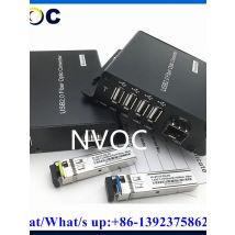 1Ch USB2.0 Compatible with 4Ports 2.0 USB Data Fiber Modem with 1.25G SM BIDI 300M LC SFP Optical Transceiver Module
