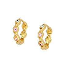 Wholesale 1Pair Colored Evil Eye Hoop Earrings for Women Fashion Jewelry Copper Plated Ear Cartilage Piercing Circle Earrings