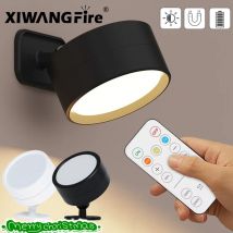Magnetic 360° Rotation Wall Lamp, Rechargeable Dimmable LED Light w/ Remote,3 Colors Eye-care Lamp for Bedroom Reading Corridor
