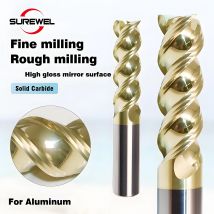 SUREWEL 3 Flöten Schaftfräser ZRN-Beschichtung Wolframkarbid U-Schlitzfräser 6-16 mm CNC-Werkzeuge Ein Schaftfräser, der zum Bohren von Holz verwendet werden kann