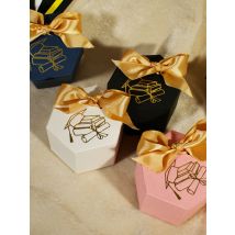 Scatola di caramelle per la stagione di laurea da 10 pezzi, confezione regalo commemorativa esagonale multicolore, squisito cappello da laurea in oro