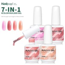 Nailpop 7IN1 Gel da costruzione multifunzionale 4 colori Base da costruzione Apex per resistenza all'estensione per manicure amichevole per principianti 15ml