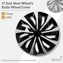 Juego de 4 cubiertas de rueda estilo cuchillo de 17 pulgadas, cubierta de llanta de rueda, cubierta de llanta a presión para tapacubos de neumáticos R17, se adapta a ruedas de acero
