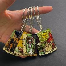 Acrylic Sun Moon Tarot Card Game Keychains For Friend New Creative Funny Devil Oracle Cards Pendent Bag Box Car Key Ring Jewelry