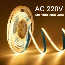 5m 10m 20m 30m COB LED Strip Light 220V Flex Tape Lamp with IC Chip High Bright 240 LEDs Linear Lighting RA90 Warm Natural White