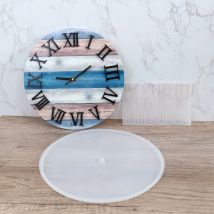 Große Uhr-Harzform, runde Uhr, Silikonform, Wandbehang, Uhr, Epoxidform mit Zeiger für DIY-Handwerk, Schmuckherstellung