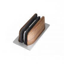 Supporto per laptop verticale portatile regolabile HPERGO Supporto per laptop in legno di noce a doppio slot verticale per ufficio