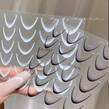 2 fogli linea sfumata francese adesivi per nail art 3D autoadesivo bianco + nero design slider stencil guide per manicure decorazioni per unghie fai da te