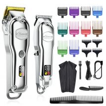 Hatteker Tagliacapelli Elettrico Professionale USB Ricaricabile Barbiere Trimmer Cordless Trimmer Tipo-c Taglio Zero Gapped Set da 2 pezzi